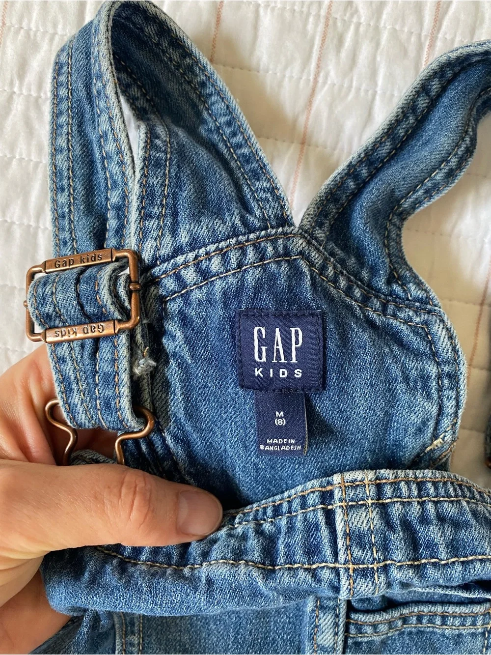GAP KIDS Blue Denim Overall Dress, Size Medium
